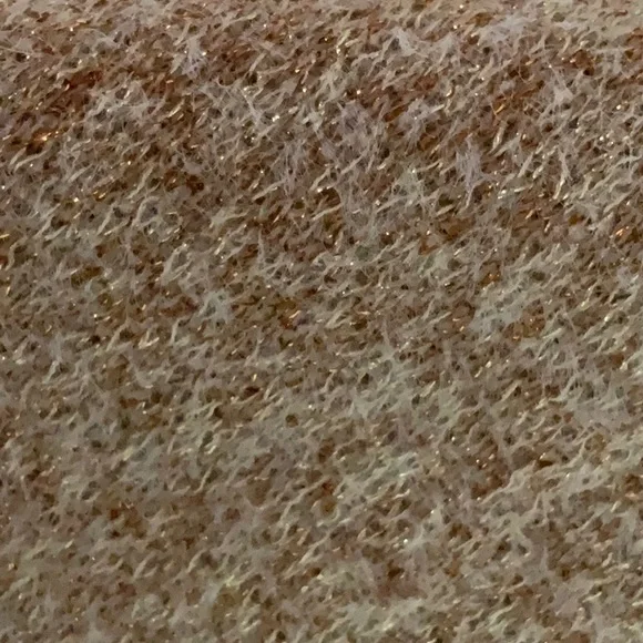 Chico’s Fuzzy Pale Pink &Rose Gold Shine Knit Cape Gold Size S/M - Picture 9 of 9